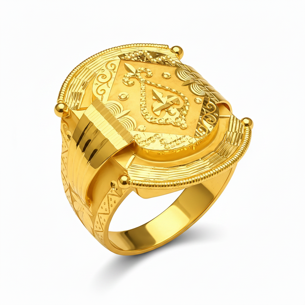 White Background - Gents Arch Shield Ring