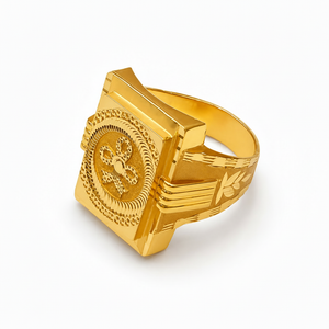 White Background - Gents Medallion Square Ring