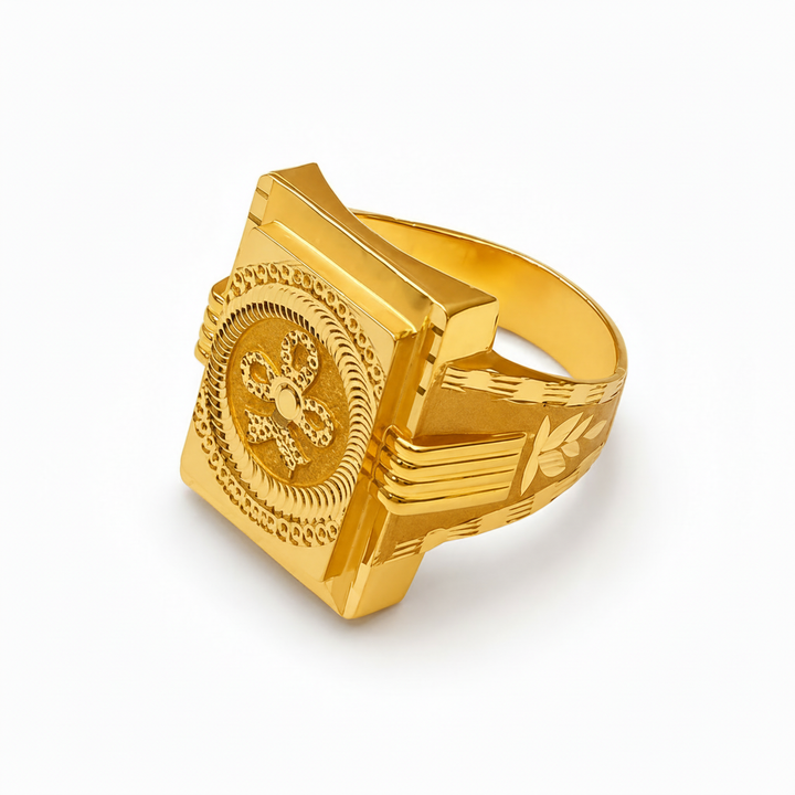 White Background - Gents Medallion Square Ring